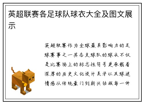 英超联赛各足球队球衣大全及图文展示